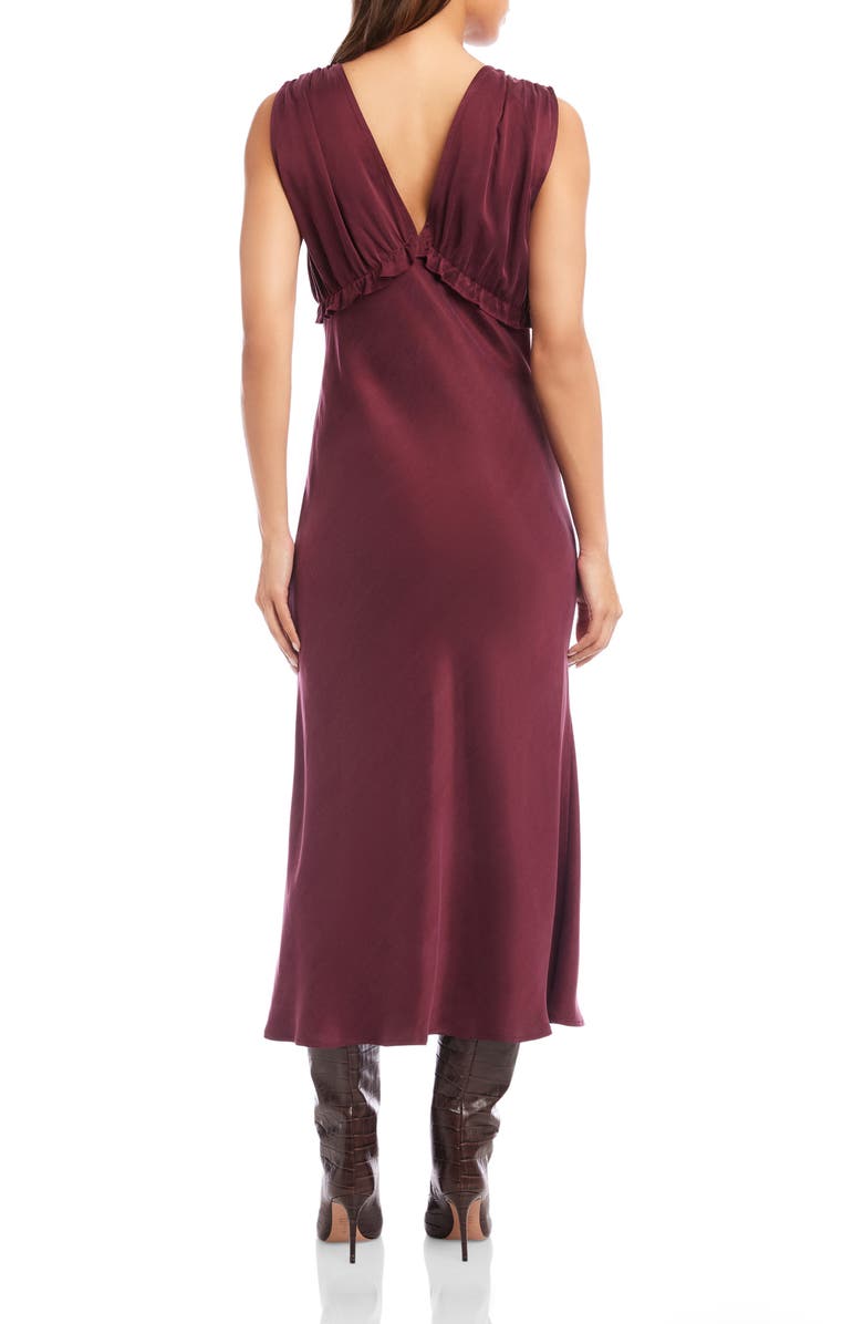 FIFTEEN TWENTY Cierra Ruffle Sleeveless Midi Dress, Alternate, color, Wine