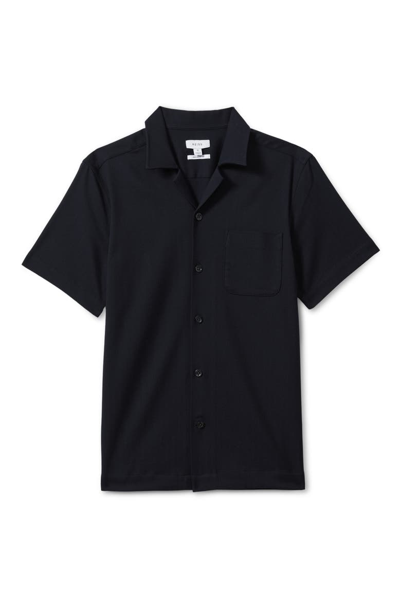 Nitus Herringbone Camp Shirt, Alternate, color, NAVY