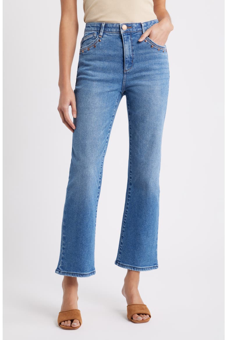 Bennett Studded High Waist Ankle Barely Bootcut Jeans, Main, color, MID BLUE ARTISANAL