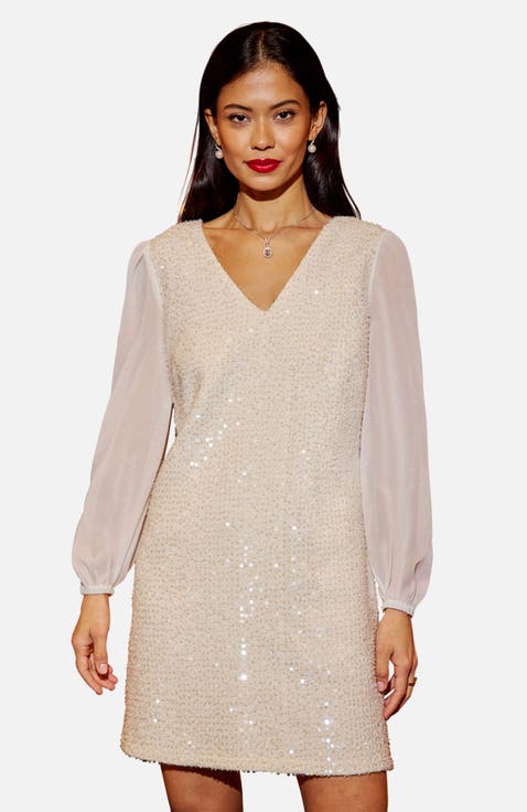 Sequin Tunic Dress With Tie Back