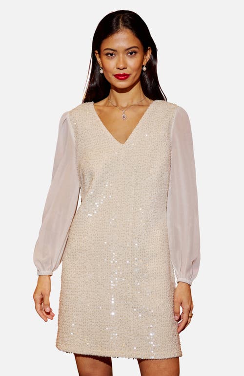 Yumi Sequin Tunic Dress With Tie Back In White