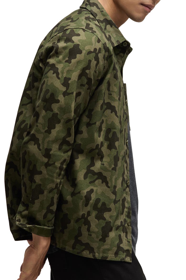 Camo Cotton Twill Button-Up Shirt Jacket, Alternate, color, MILITARY CAMO