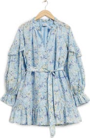 & Other Stories Floral Long Sleeve Cotton & Silk Dress