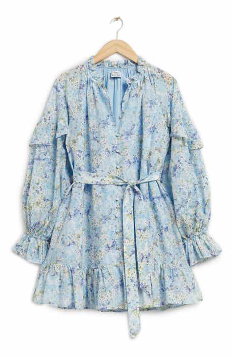 & Other Stories Floral Long Sleeve Cotton & Silk Dress
