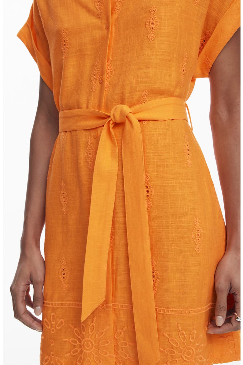 Short Sleeve Mini Shirtdress, Alternate, color, ORANGE