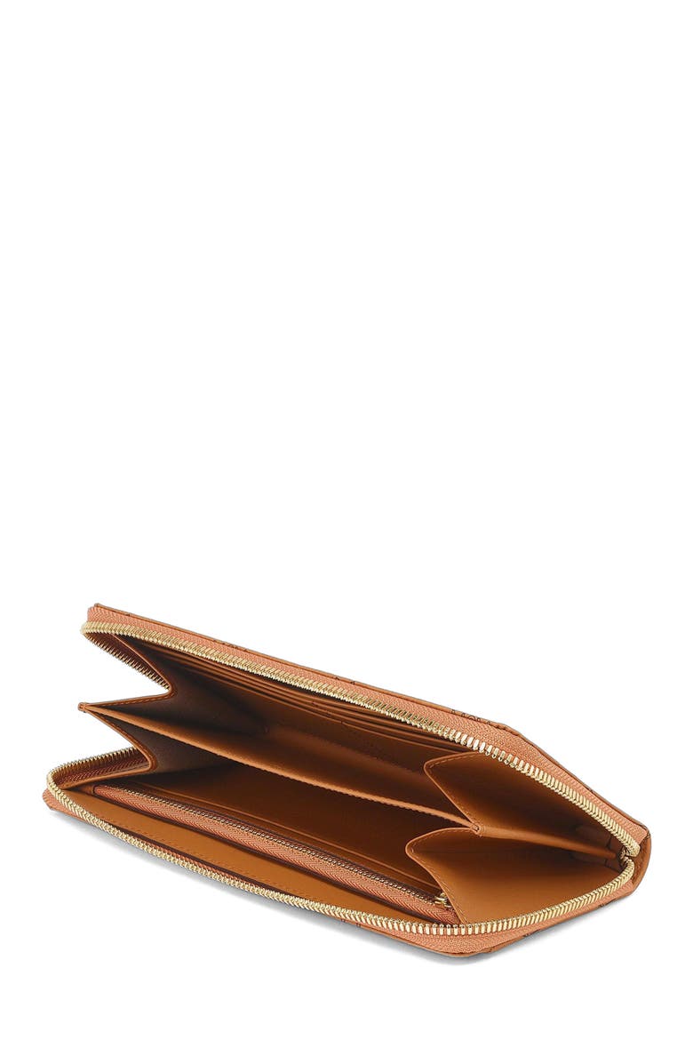 Aren Zip Around Wallet in Visetos, Alternate, color, Cognac