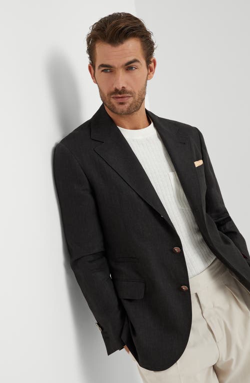 Brunello Cucinelli Linen Unconstructed Blazer In Black