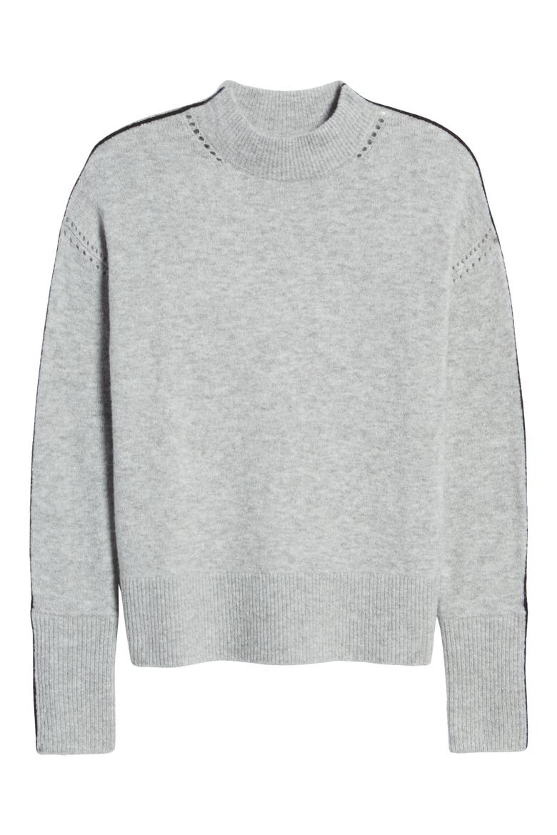 Mock Neck Sweater, Alternate, color, GREY HEATHER