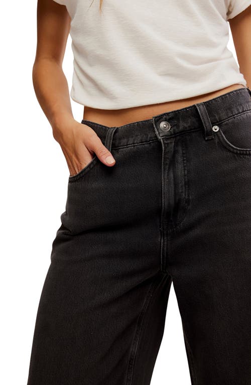Free People Stride High Waist Wide Leg Jeans In Black