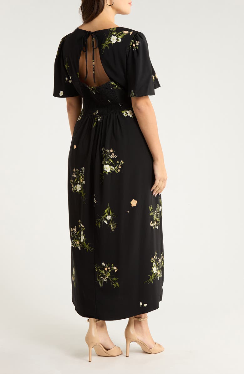 SUGARLIPS Jenna Floral Print Maxi Dress, Alternate, color, Black-Green