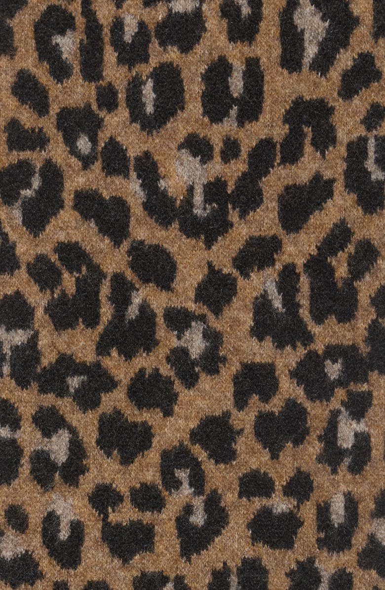 AllSaints Leopard Print Fuzzy Scarf, Alternate, color, Natural