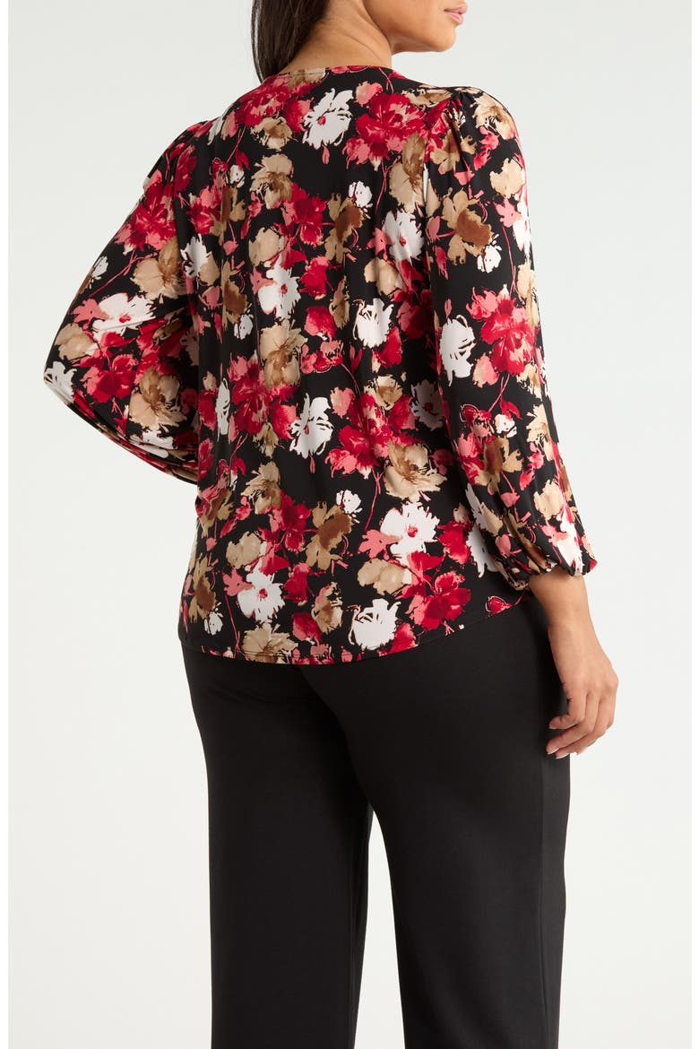 Zip Front Pleated Top, Alternate, color, ANNE BLACK MULTI