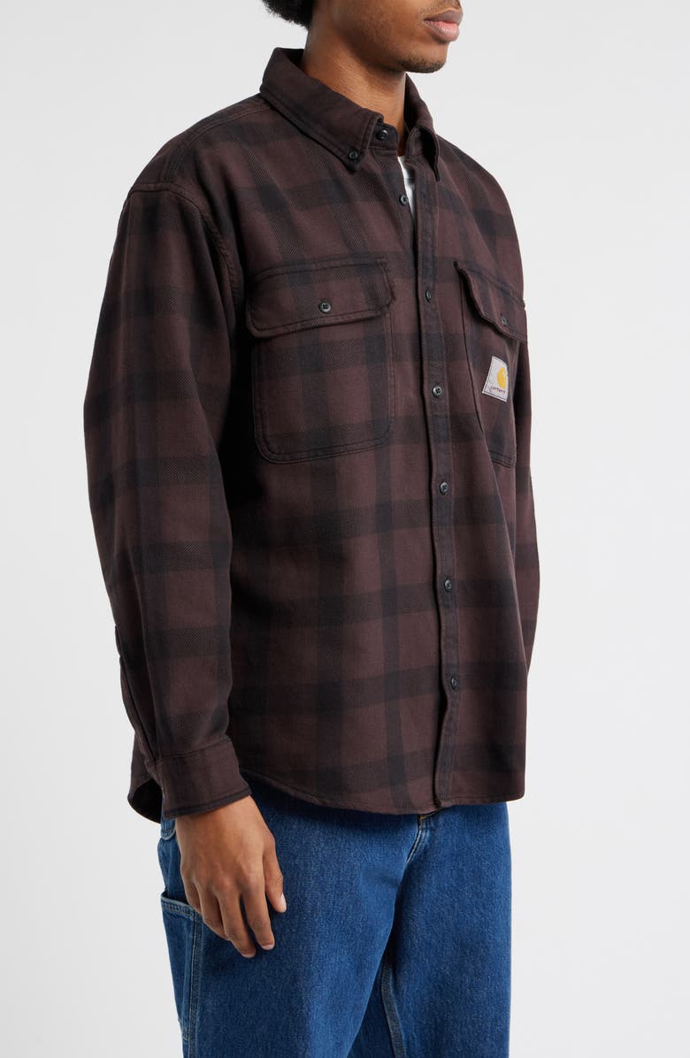Carhartt Work In Progress Edmands Plaid Cotton Twill Button-Down Shirt, Alternate, color, Edmands Check Natural