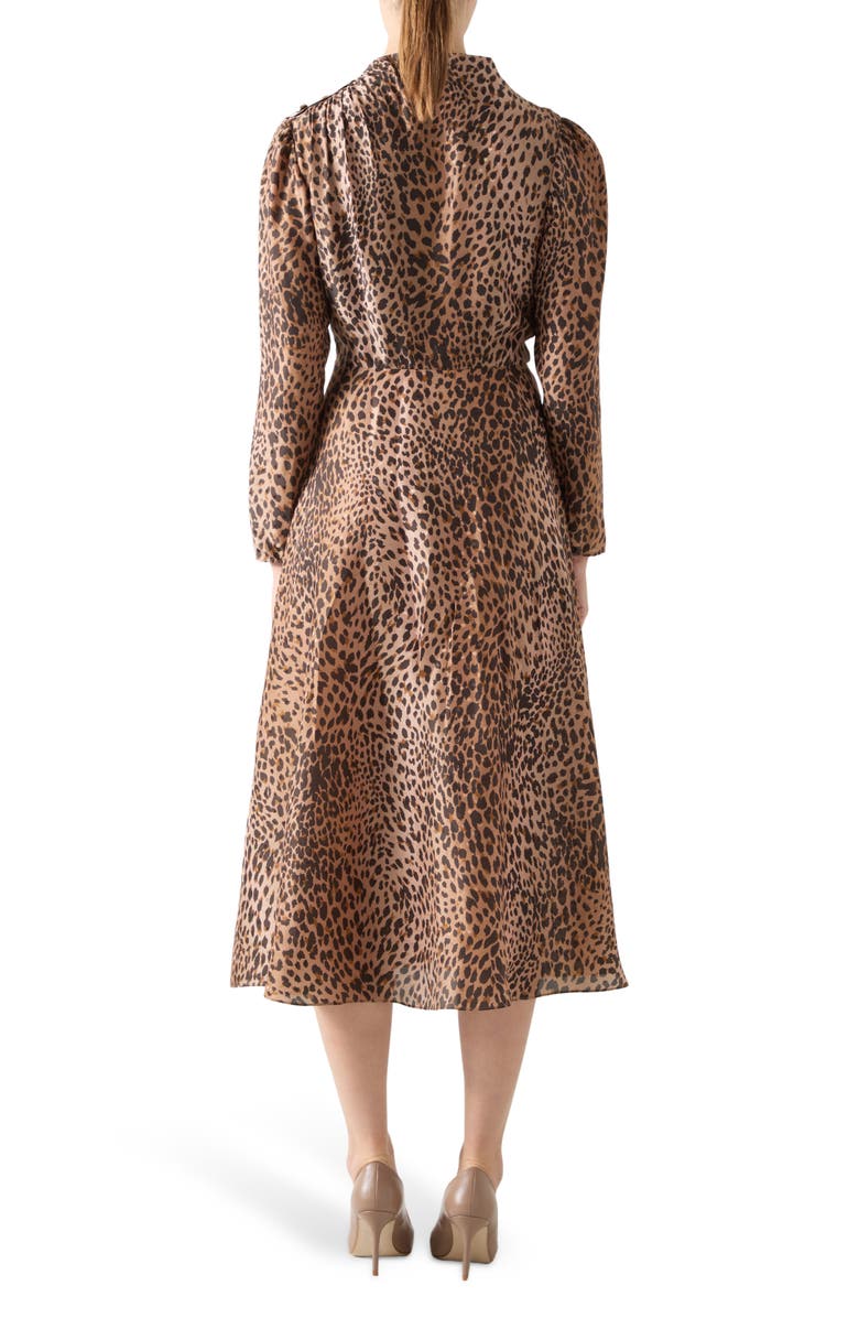 LK Bennett Samantha Print Long Sleeve Midi Dress, Alternate, color, Brown