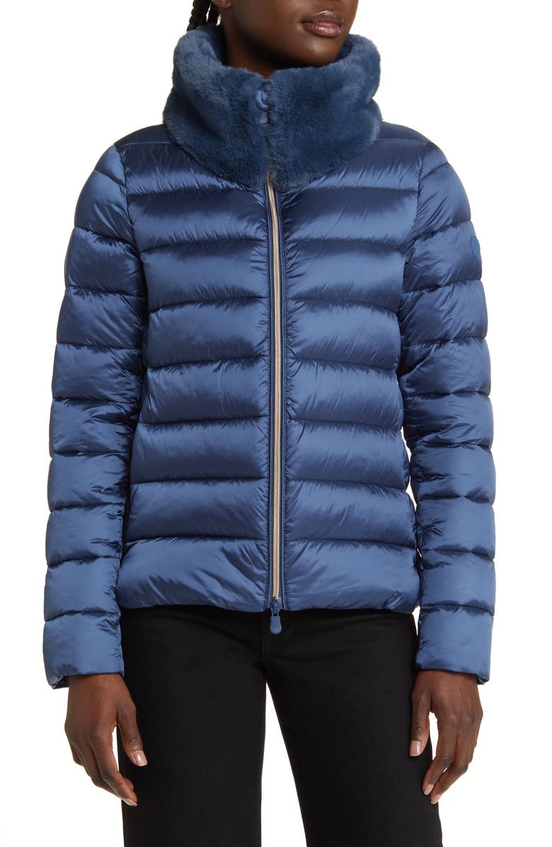 Save The Duck Mei Faux Fur Collar Puffer Jacket, Alternate, color,