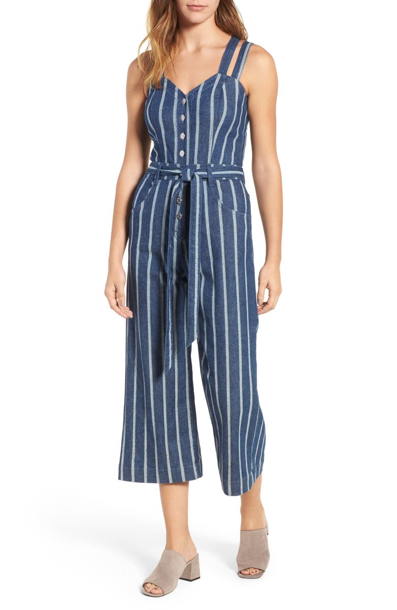 7 For All Mankind <sup>®</sup> Denim Culotte Jumpsuit, Main, color,