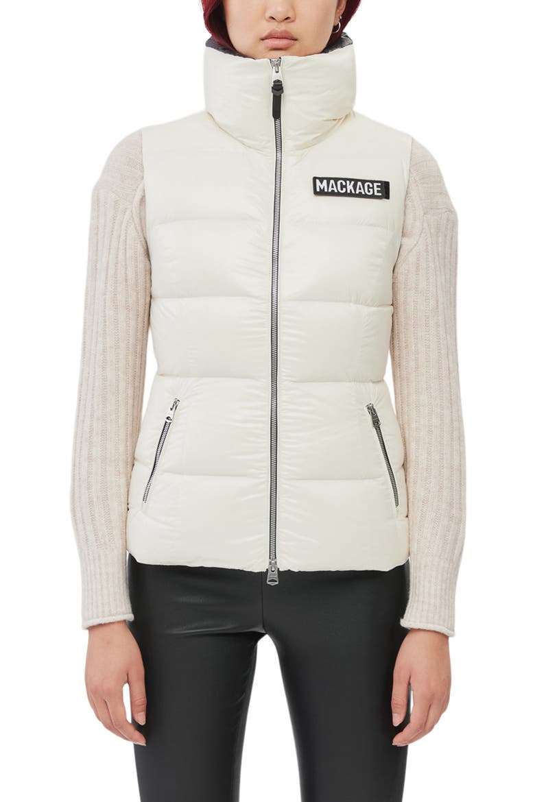 Chaya Water Resistant Down Puffer Vest, Main, color, CREAM