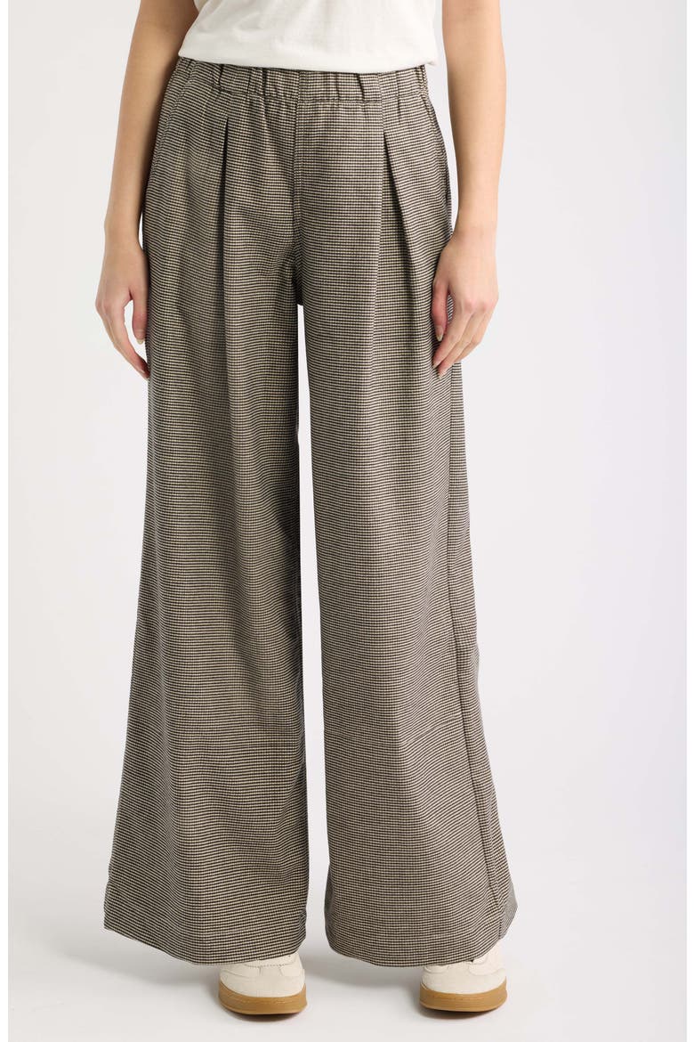 Allison Wide Leg Pleat Houndstooth Pants, Main, color, HOUNDSTOOTH