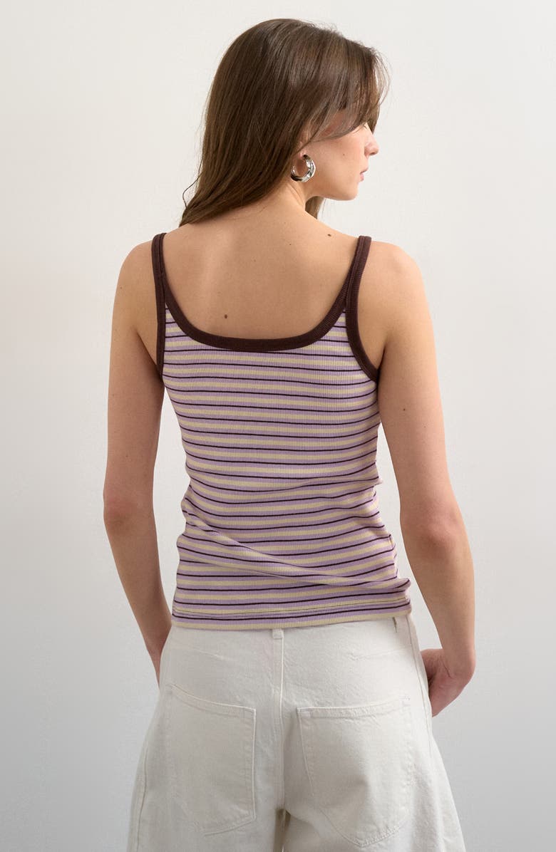 Topshop Stripe Rib Scoop Neck Tank Top, Alternate, color, Lilac