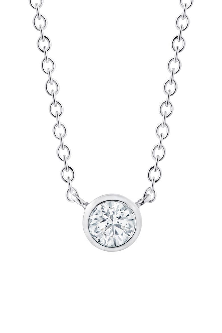 Diamond Circle Pendant Necklace, Main, color, WHITE GOLD
