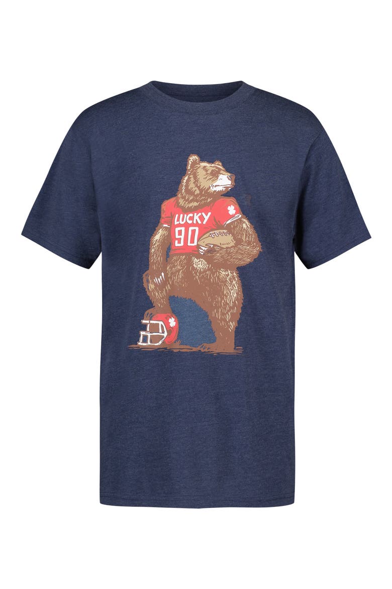 Kids' Football Bear Graphic T-Shirt, Main, color, DARK DENIM HTHR