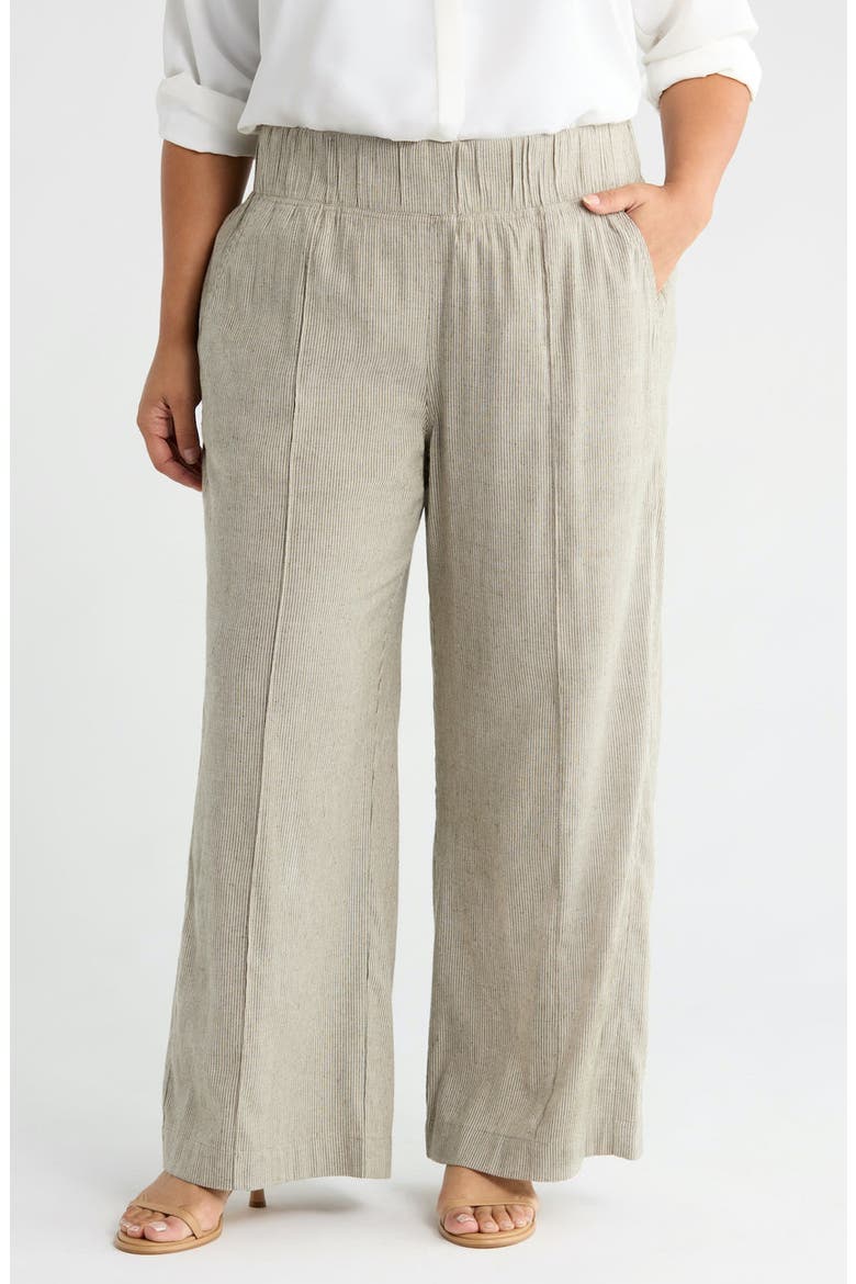 Multitasker Stripe Wide Leg Plus Size Pant, Main, color, Sage Stripe