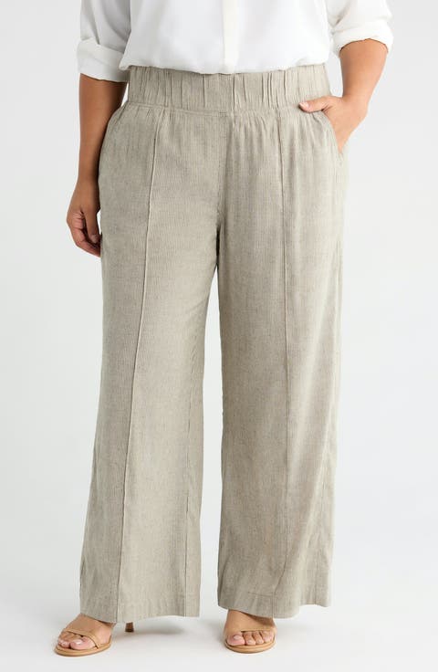 Multitasker Stripe Wide Leg Plus Size Pant