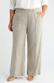 SEE ROSE GO Multitasker Stripe Wide Leg Plus Size Pant