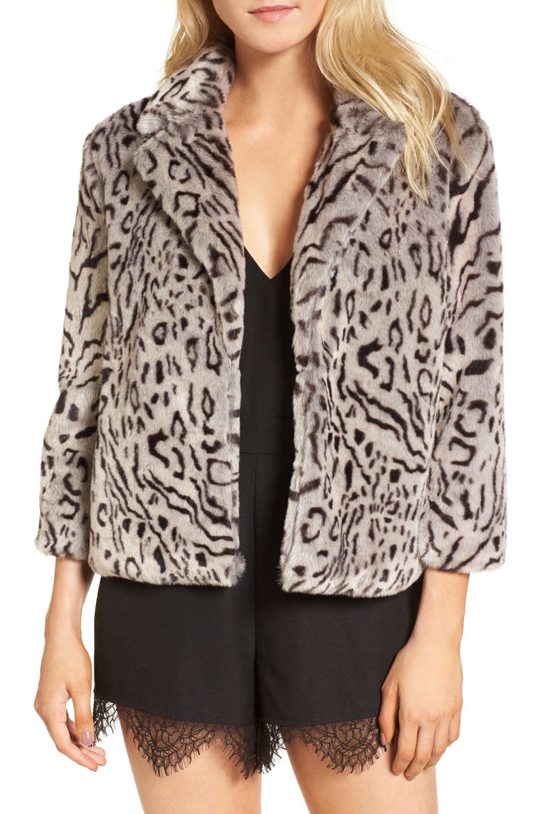 Belle Faux Fur Jacket, Main, color, SNOW LEOPARD