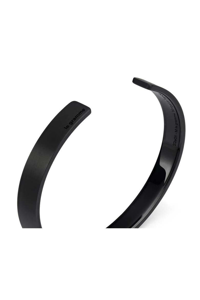 Men's 9G Brushed Titanium Ribbon Cuff Bracelet, Alternate, color, BLACK