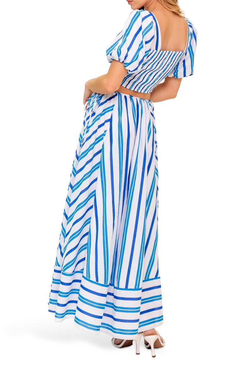 Stripe Crop Top & Maxi Skirt Set, Alternate, color, WHITE BLUE
