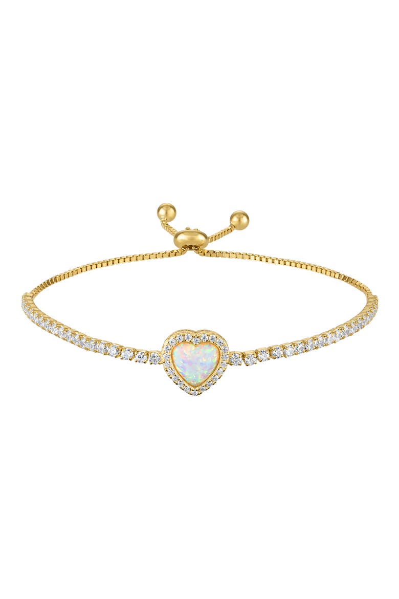 Lab Created Opal Heart Bracelet, Main, color, YELLOW GOLD