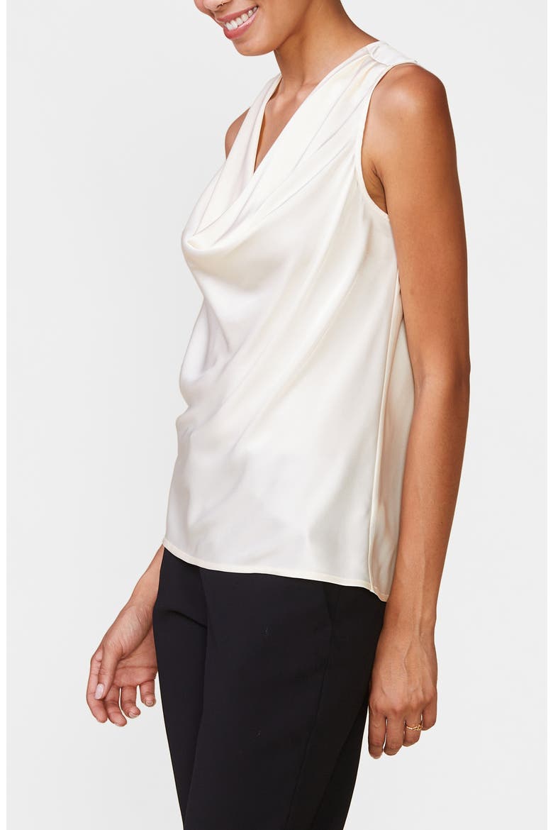 Shine On Satin Cowl Neck Tank, Alternate, color, PEARL