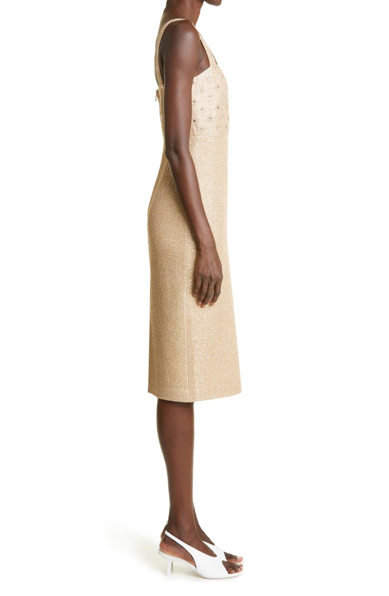 St. John Evening Crystal Embellished Metallic Knit Dress, Alternate, color,