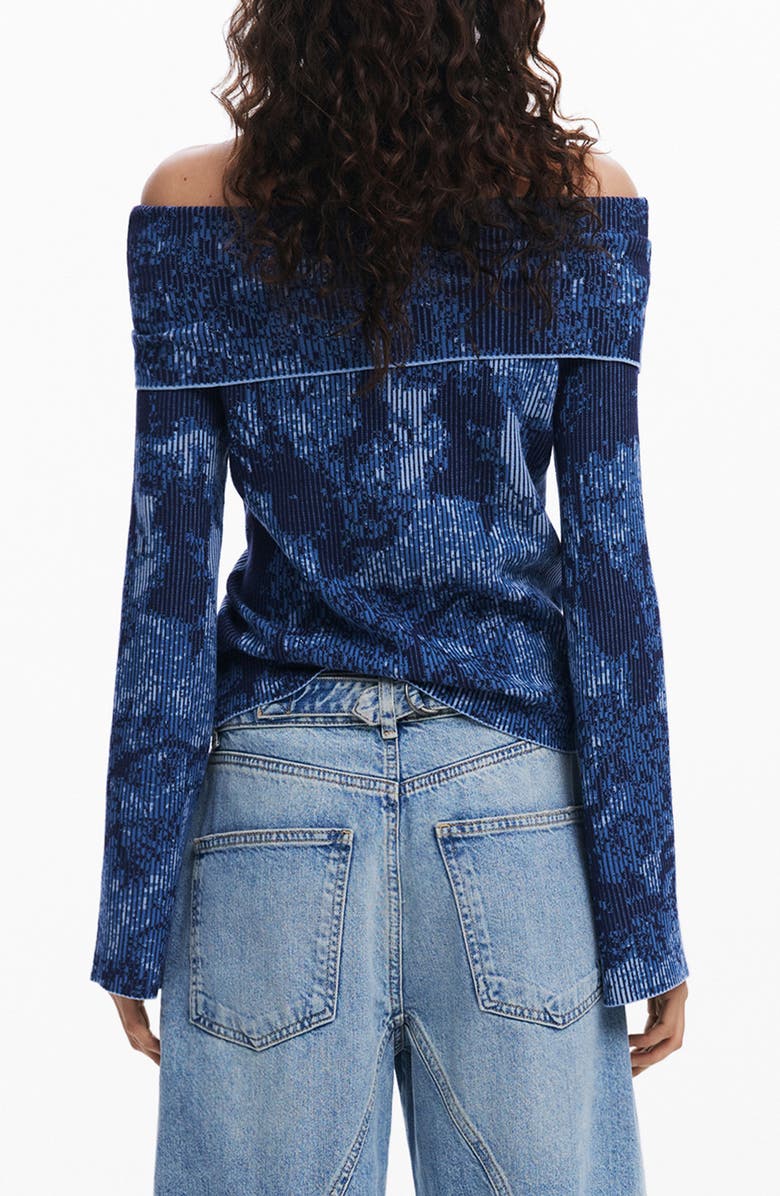 Desigual Off the Shoulder Sweater, Alternate, color, Dark Blue