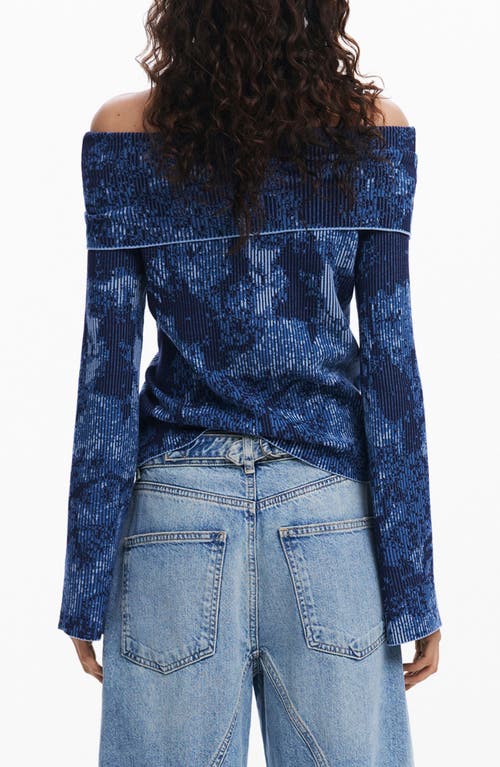 Desigual Off The Shoulder Sweater In Dark Blue