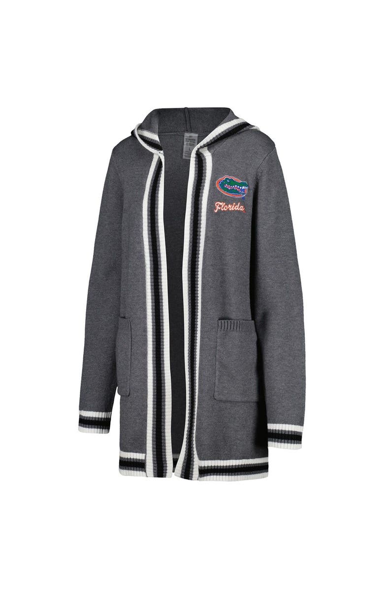 GAMEDAY COUTURE Women's Gameday Couture Charcoal Florida Gators One More Round Tri-Blend Striped Hooded Cardigan Sweater, Alternate, color, Charcoal