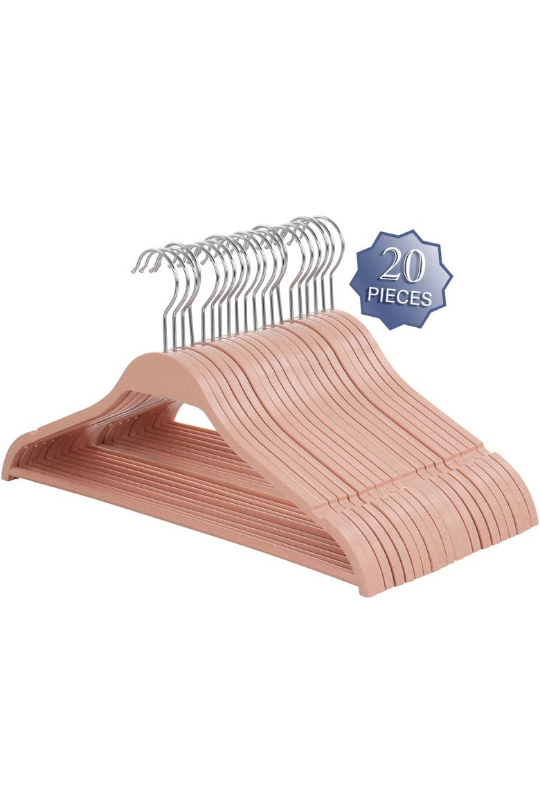 20 Piece Biodegradable Coat Hangers, Main, color, Pink