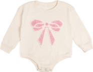 Sweet Wink Pearl Bow Patch Long Sleeve Romper