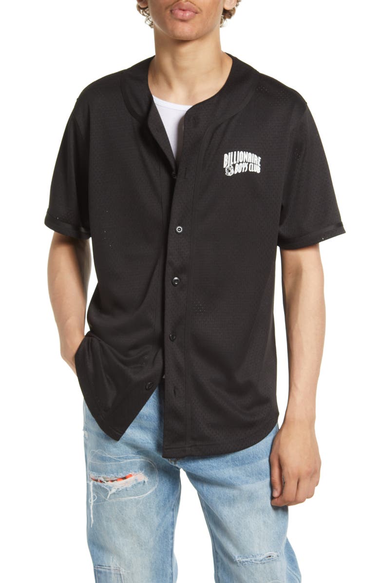 Billionaire Boys Club Men's BB Cadet Mesh Short Sleeve Button-Up Baseball Jersey, Alternate, color, 