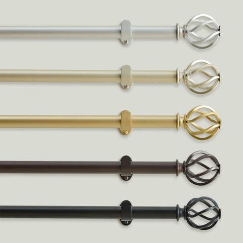 Walker Single Curtain Rod With Cage Ball Finial