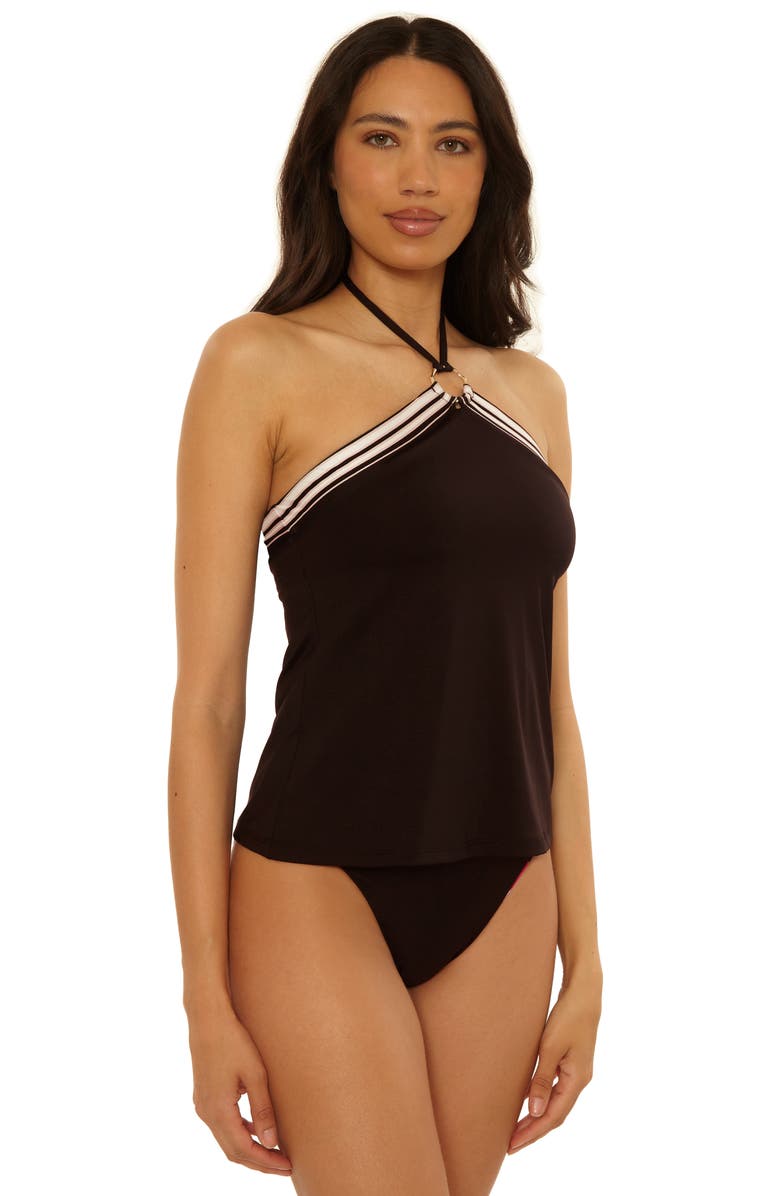 Trina Turk Bougainvillea Reversible Halter Tankini, Alternate, color, Black Multi