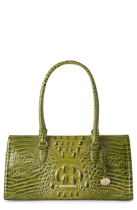Sophia Croc Embossed Leather Satchel