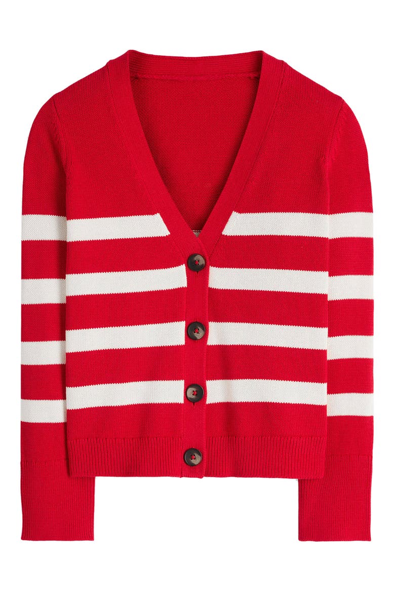 Lucy Relaxed Cotton Cardigan, Main, color, MERIDA RED, IVORY STRIPE