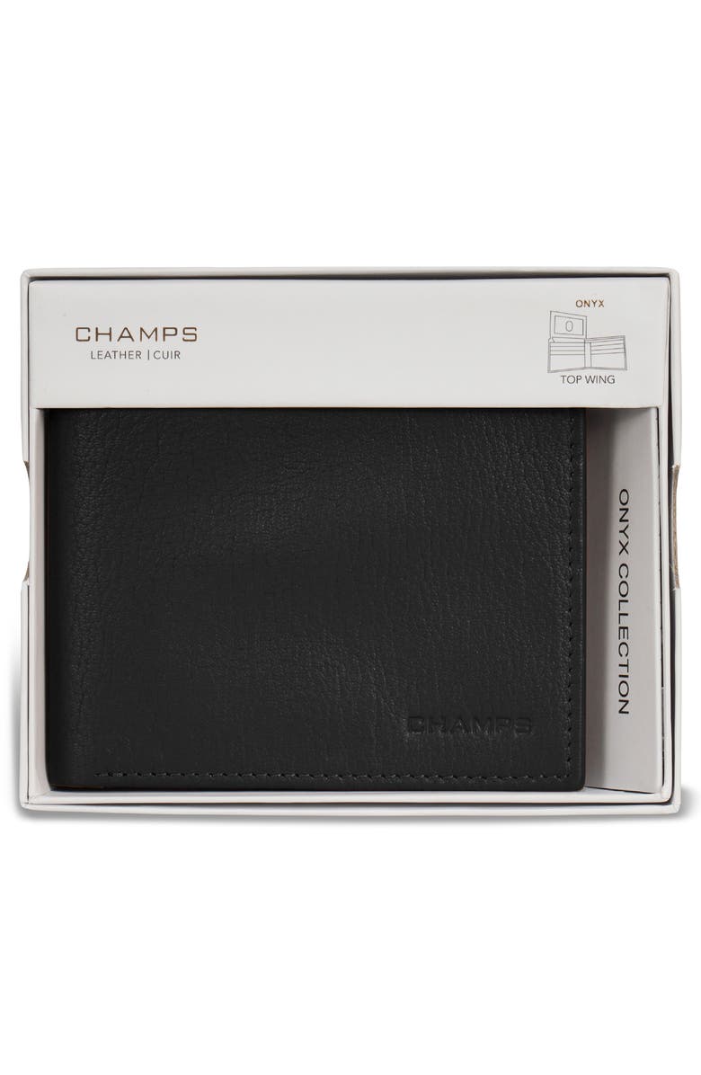 CHAMPS Iconic ID Flap Leather Bifold Wallet, Alternate, color, Black