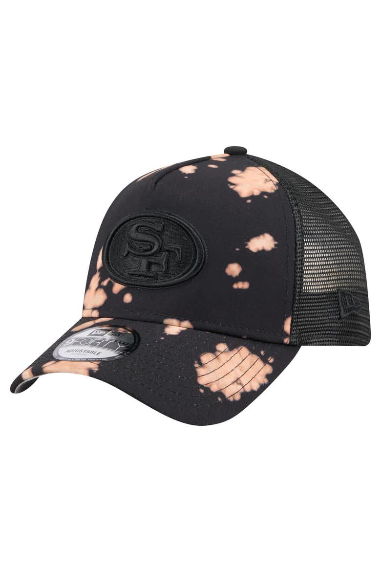 Men's New Era Black San Francisco 49ers Bleached 9FORTY A-Frame Adjustable Hat, Main, color, Black