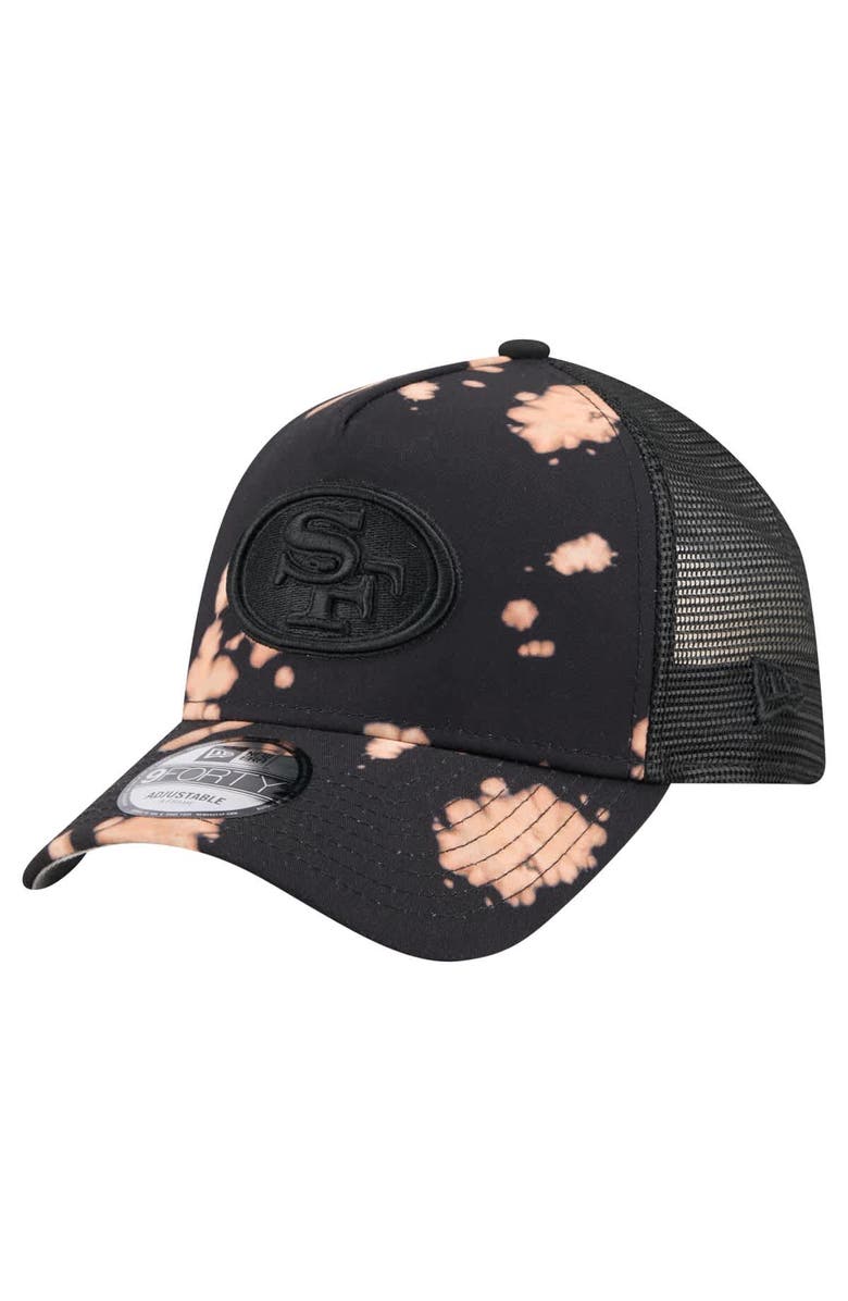 New Era Men's New Era Black San Francisco 49ers Bleached 9FORTY A-Frame Adjustable Hat, Main, color, Black
