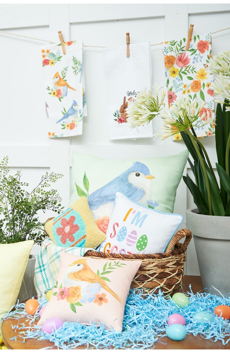 C&F Home Bird & Flowers Cotton Blend HD Printed Mini Pink Accent Pillow 10" x 10", Alternate, color, Pink