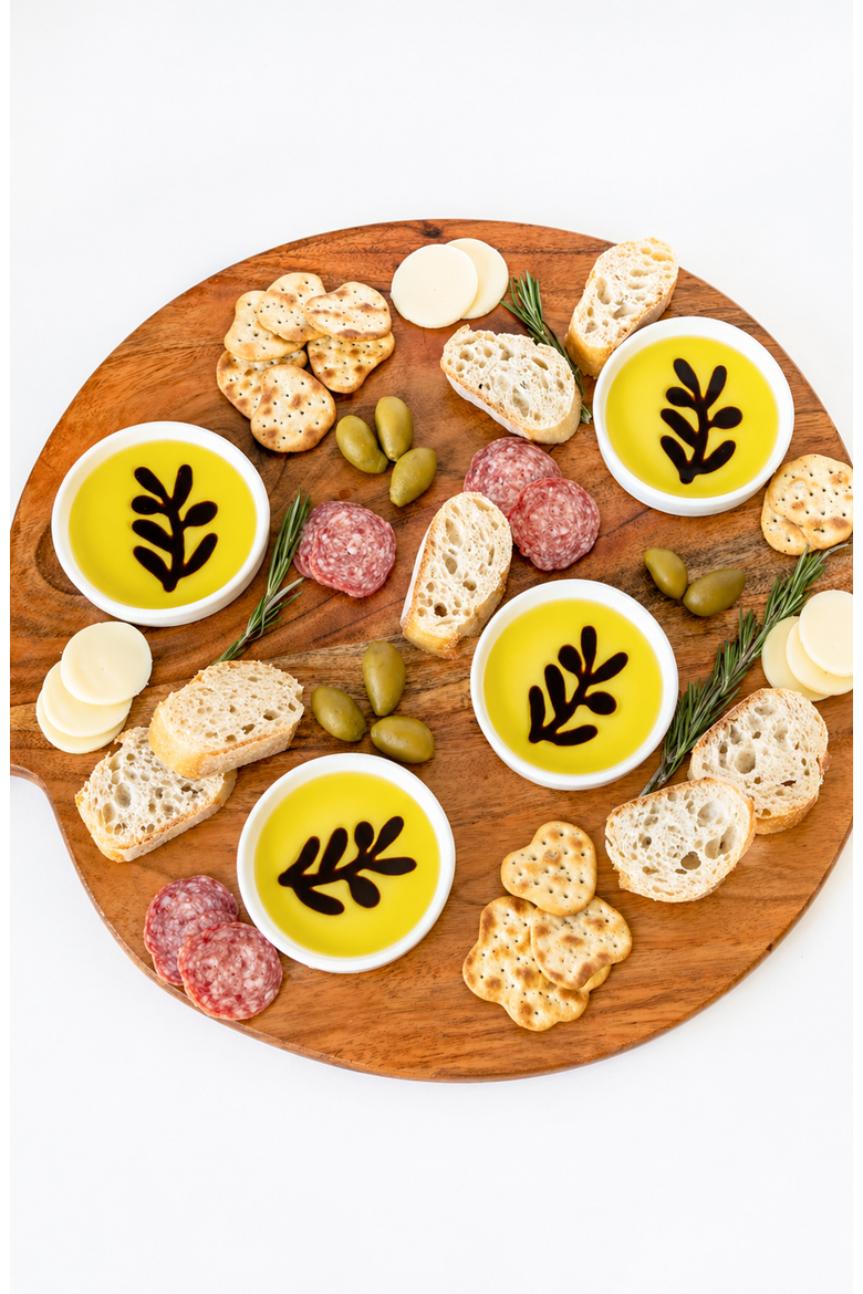 Olive Oil and Balsamic Vinegar Individual Olive Branch Dipping Plates, Set of 4, Alternate, color, White