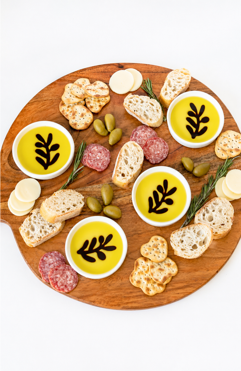 Jeanne Fitz Olive Oil and Balsamic Vinegar Individual Olive Branch Dipping Plates, Set of 4, Alternate, color, White